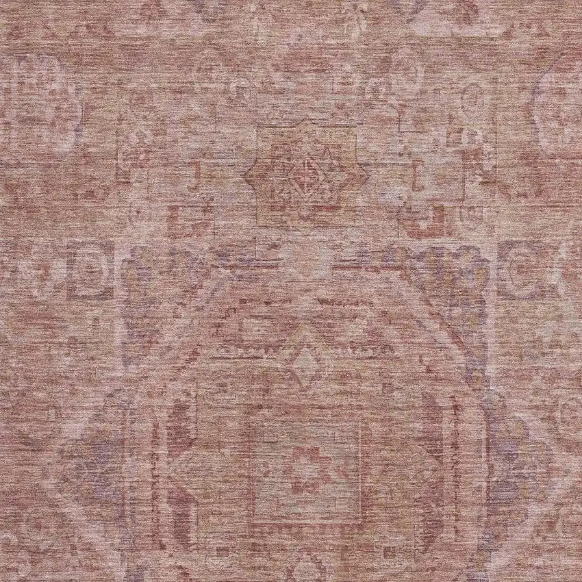 Salmon And Beige Oriental Washable Area Rug With UV Protection Photo 2