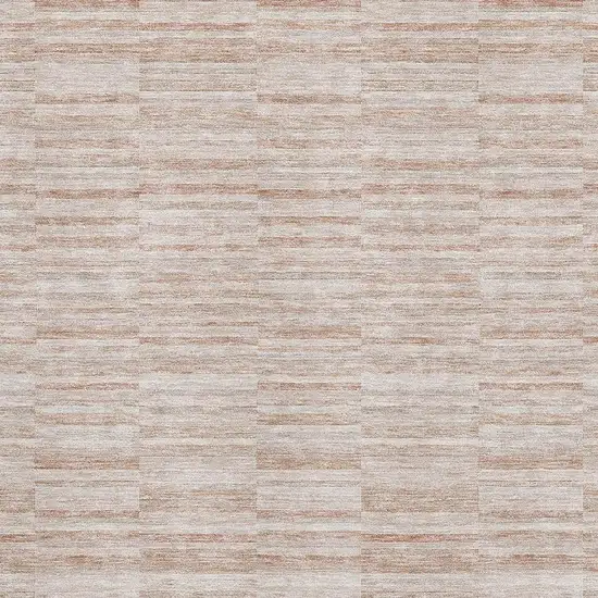 Salmon And Beige Striped Washable Area Rug With UV Protection Photo 3