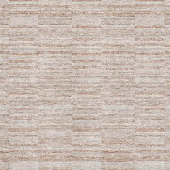 Salmon And Beige Striped Washable Area Rug With UV Protection Photo 3