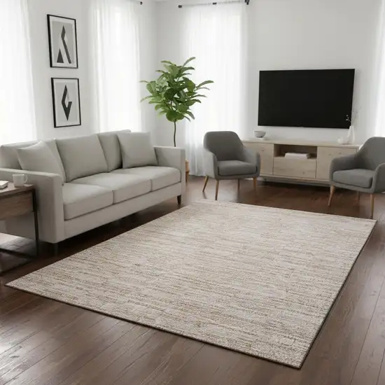 Salmon And Beige Striped Washable Area Rug With UV Protection Photo 2