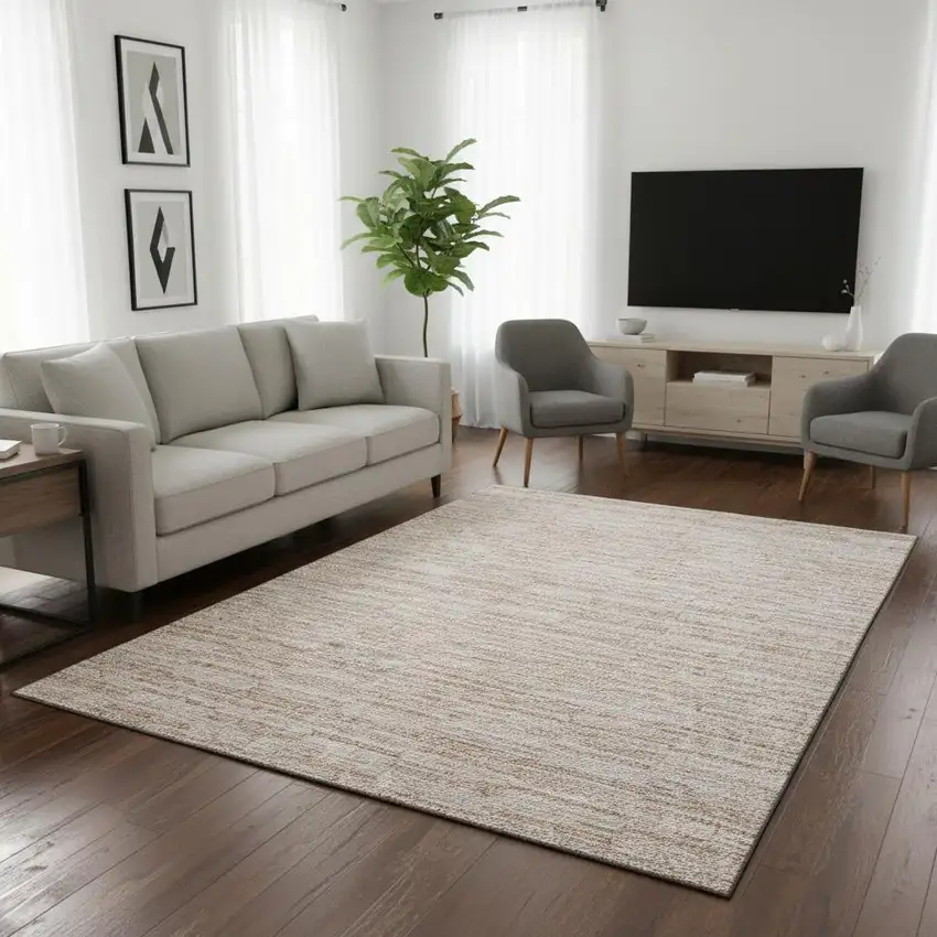 Salmon And Beige Striped Washable Area Rug With UV Protection Photo 2