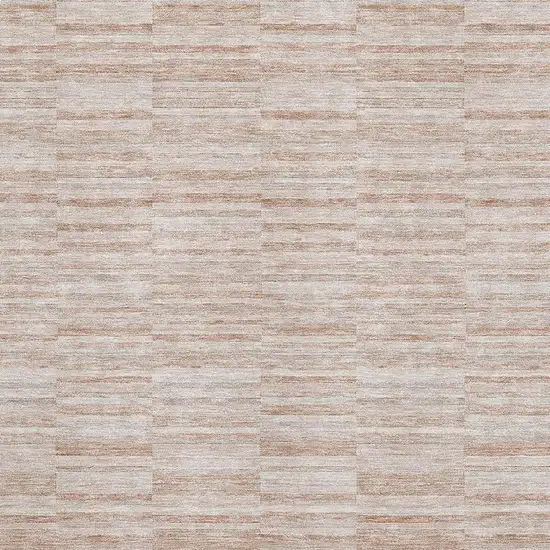 Salmon And Beige Striped Washable Area Rug With UV Protection Photo 3