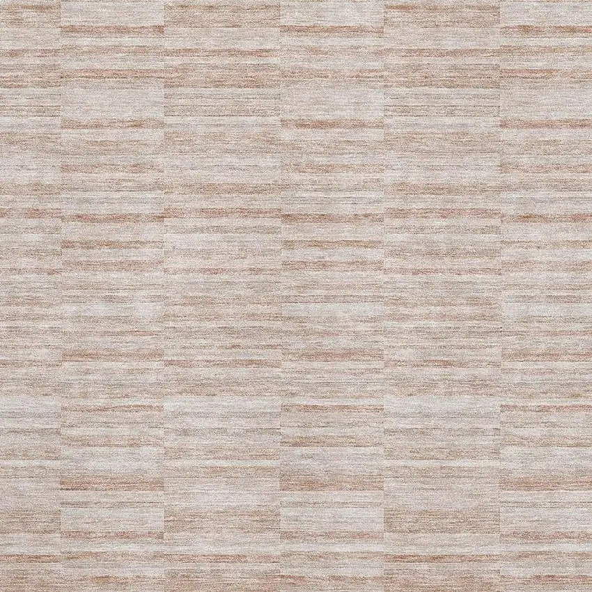 Salmon And Beige Striped Washable Area Rug With UV Protection Photo 3