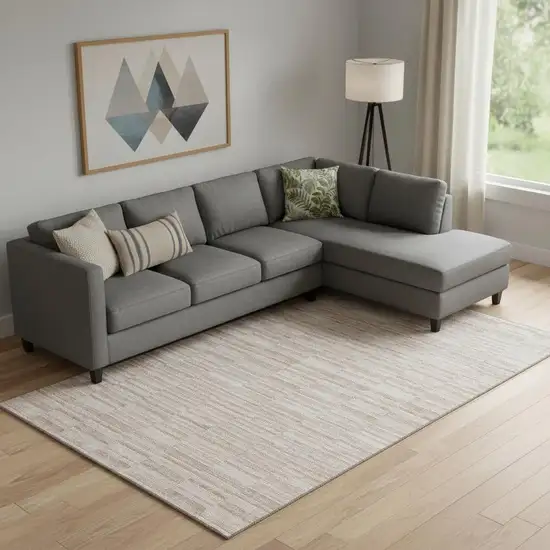 Salmon And Beige Striped Washable Area Rug With UV Protection Photo 1