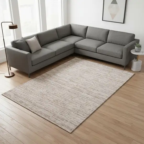 Salmon And Beige Striped Washable Area Rug With UV Protection Photo 2