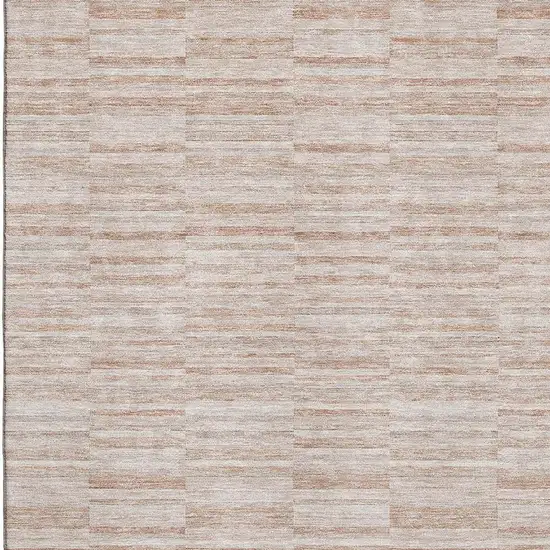 Salmon And Beige Striped Washable Area Rug With UV Protection Photo 3