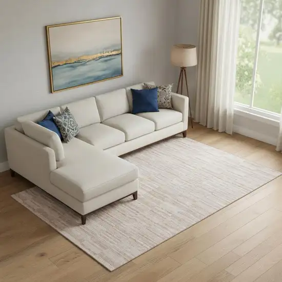 Salmon And Beige Striped Washable Area Rug With UV Protection Photo 1