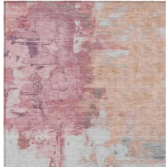 Salmon And Blush Abstract Washable Indoor Outdoor Area Rug Photo 1