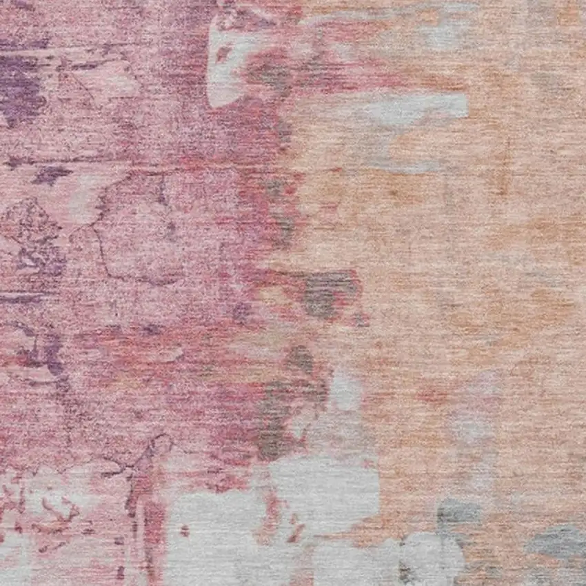 Salmon And Blush Abstract Washable Indoor Outdoor Area Rug Photo 3