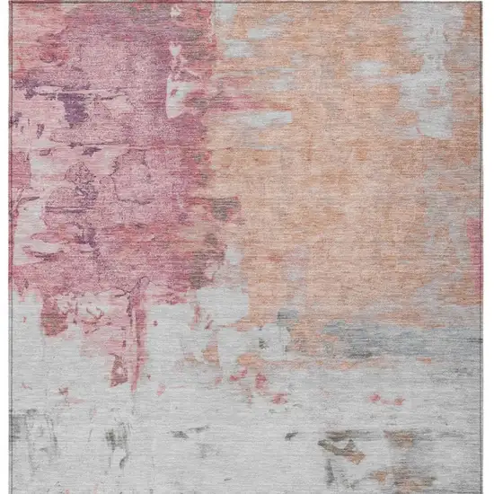 Salmon And Blush Abstract Washable Indoor Outdoor Area Rug Photo 1