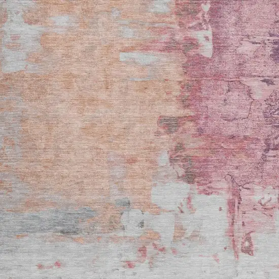 Salmon And Blush Abstract Washable Indoor Outdoor Area Rug Photo 3