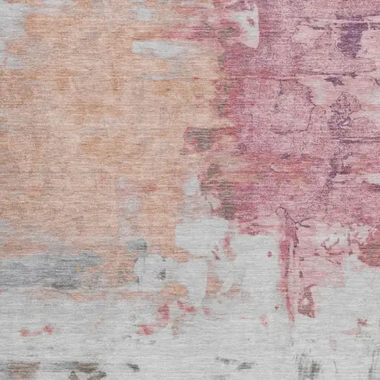 Salmon And Blush Abstract Washable Indoor Outdoor Area Rug Photo 3