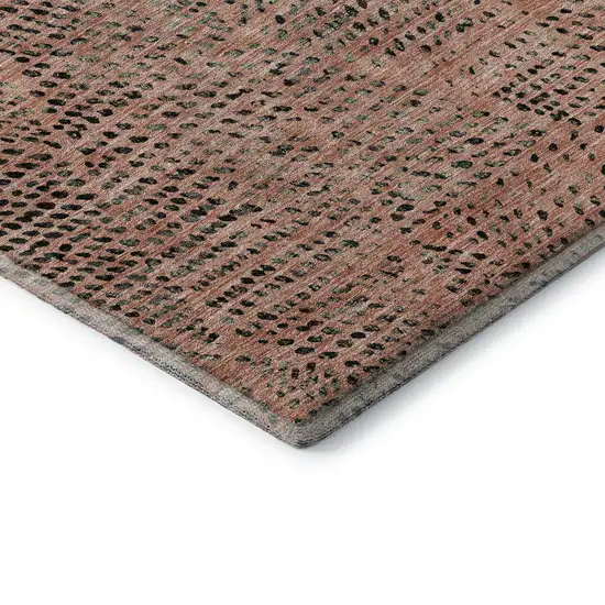 Salmon And Charcoal Diamond Washable Area Rug With UV Protection Photo 8