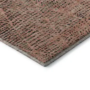 Photo of Salmon And Charcoal Diamond Washable Area Rug With UV Protection