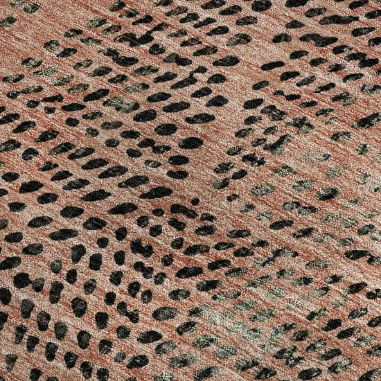 Salmon And Charcoal Diamond Washable Area Rug With UV Protection Photo 4