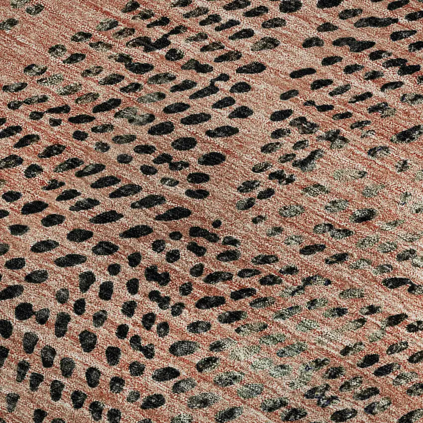 Salmon And Charcoal Diamond Washable Area Rug With UV Protection Photo 4