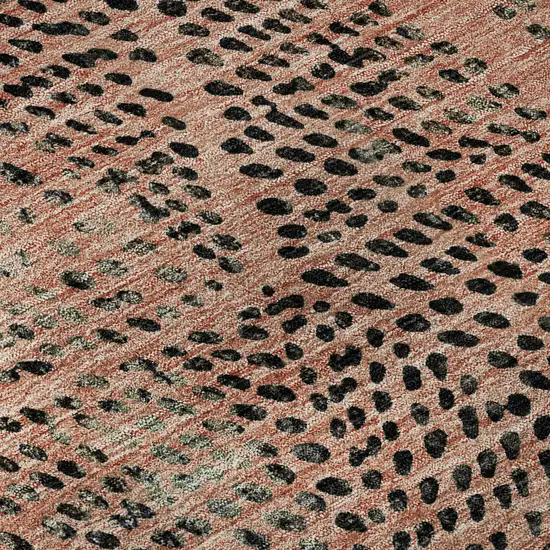 Salmon And Charcoal Diamond Washable Area Rug With UV Protection Photo 3
