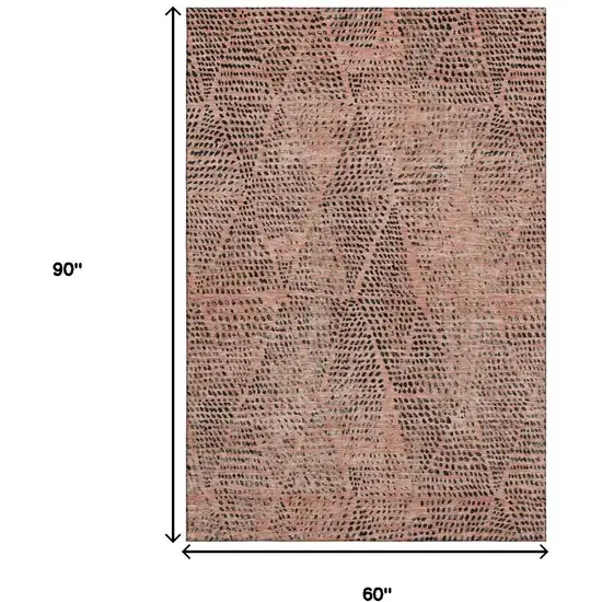 Salmon And Charcoal Diamond Washable Area Rug With UV Protection Photo 3