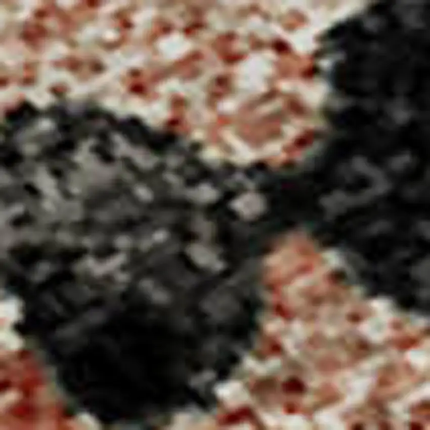 Salmon And Charcoal Diamond Washable Area Rug With UV Protection Photo 5