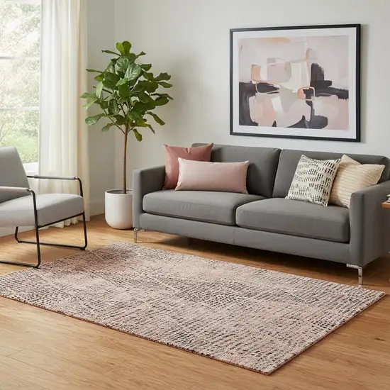 Salmon And Charcoal Diamond Washable Area Rug With UV Protection Photo 1