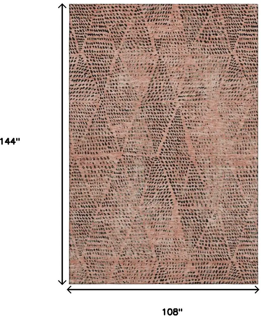 Salmon And Charcoal Diamond Washable Area Rug With UV Protection Photo 3