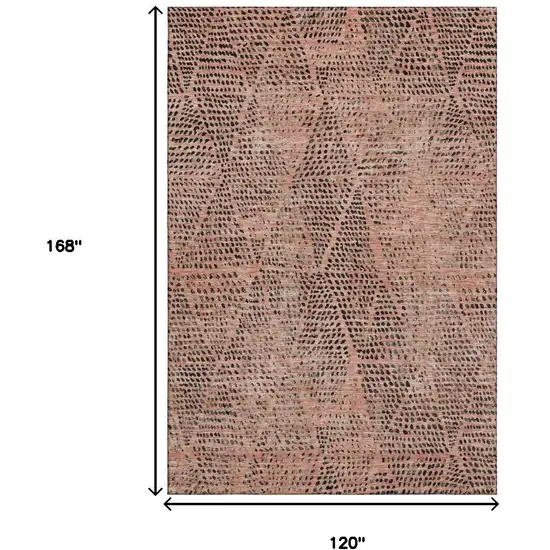 Salmon And Charcoal Diamond Washable Area Rug With UV Protection Photo 7