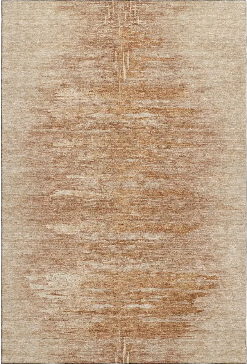 Salmon And Copper Abstract Washable Area Rug With UV Protection Photo 5