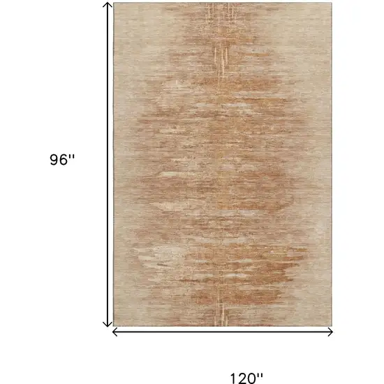Salmon And Copper Abstract Washable Area Rug With UV Protection Photo 3