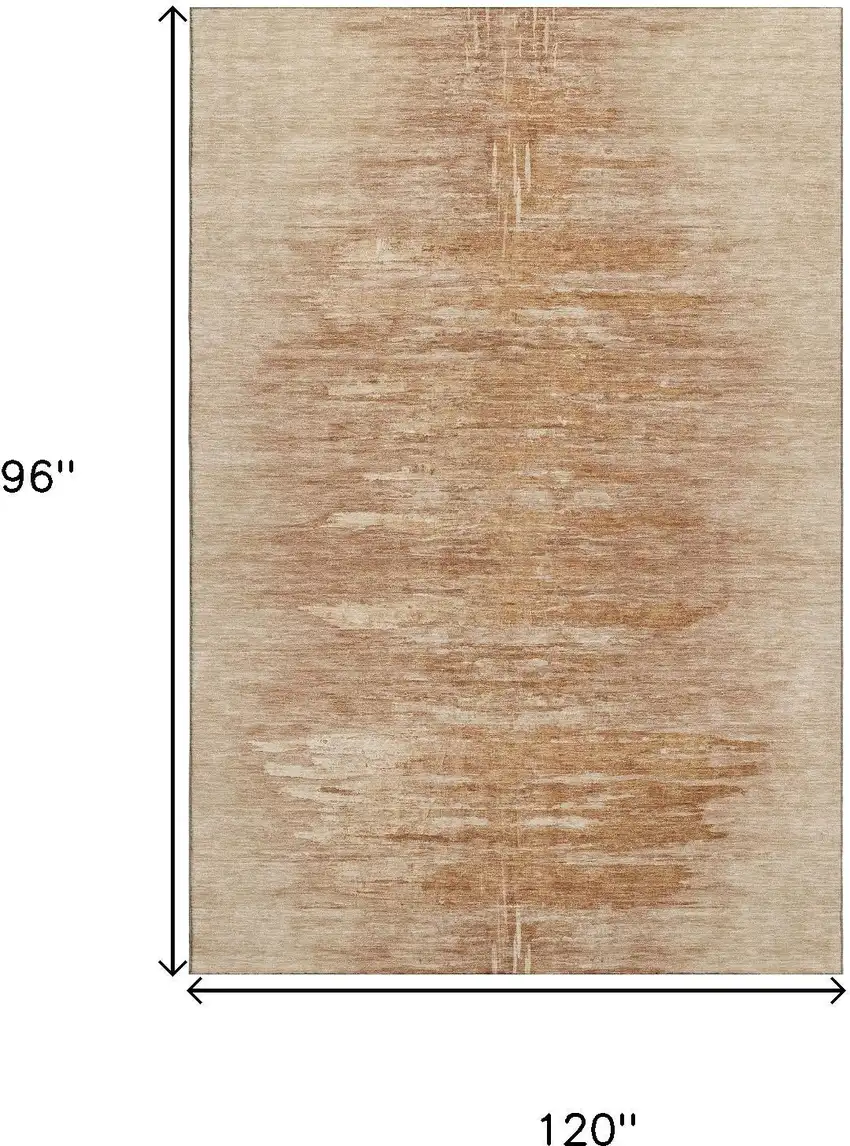 Salmon And Copper Abstract Washable Area Rug With UV Protection Photo 3