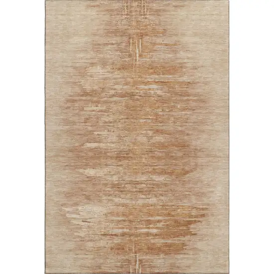 Salmon And Copper Abstract Washable Area Rug With UV Protection Photo 5