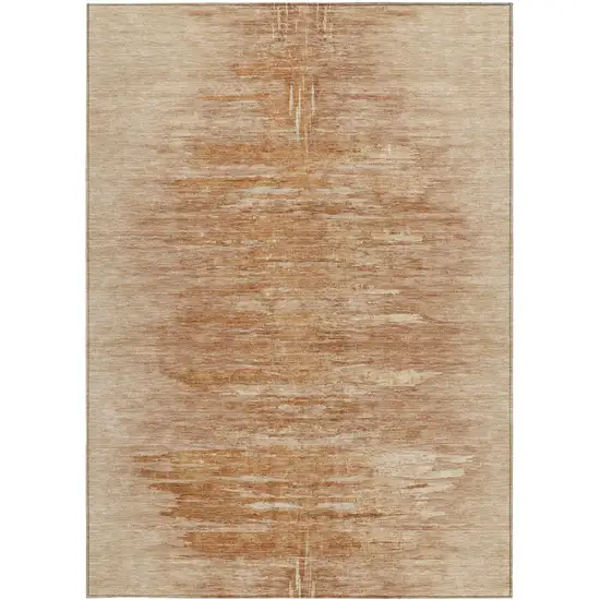 Salmon And Copper Abstract Washable Indoor Outdoor Area Rug Photo 7