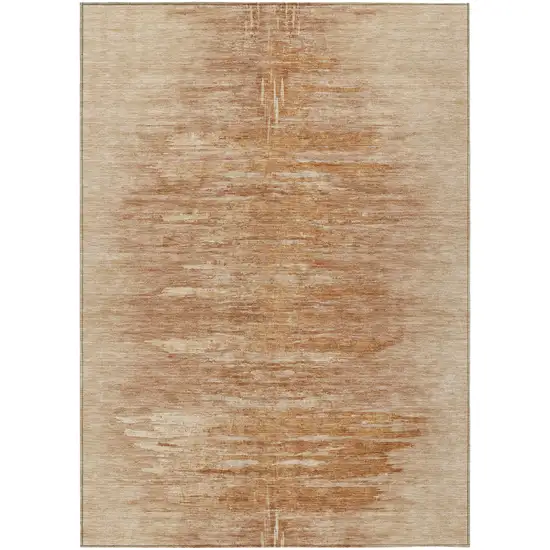 Salmon And Copper Abstract Washable Indoor Outdoor Area Rug Photo 2
