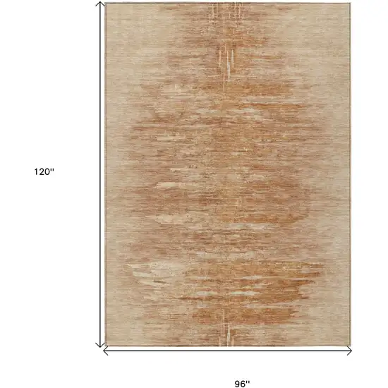 Salmon And Copper Abstract Washable Indoor Outdoor Area Rug Photo 3