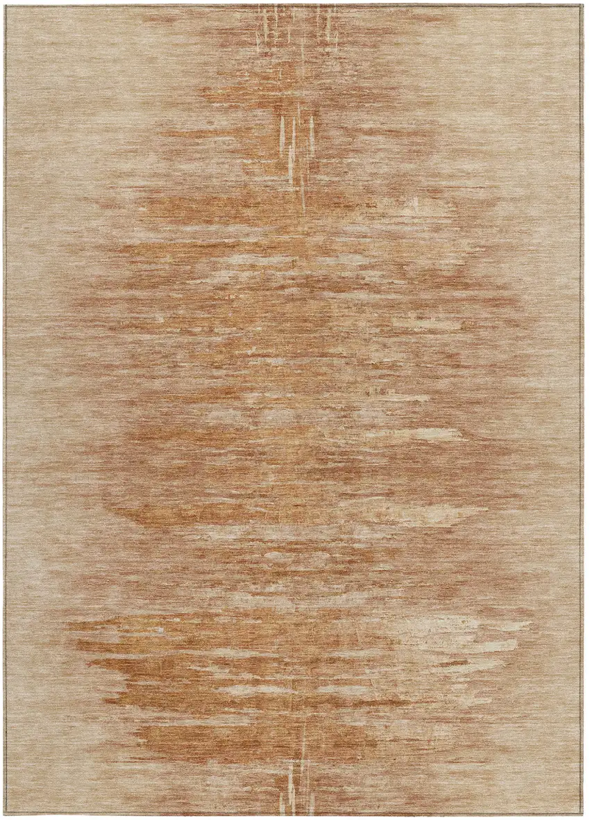 Salmon And Copper Abstract Washable Indoor Outdoor Area Rug Photo 6