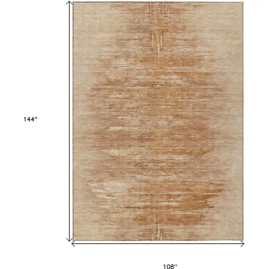 Salmon And Copper Abstract Washable Indoor Outdoor Area Rug Photo 3