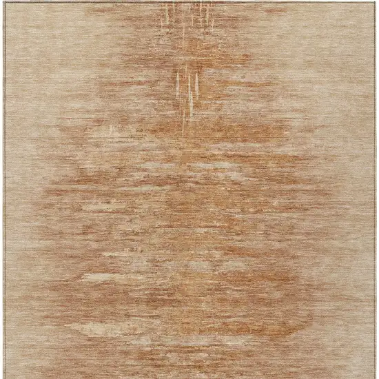 Salmon And Copper Abstract Washable Indoor Outdoor Area Rug Photo 6
