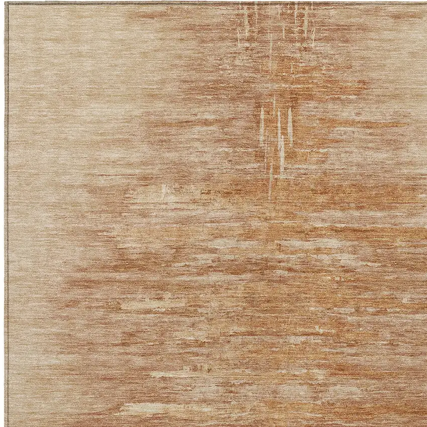 Salmon And Copper Abstract Washable Indoor Outdoor Area Rug Photo 6