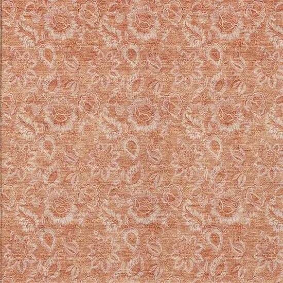 Salmon And Copper Floral Washable Indoor Outdoor Area Rug Photo 6