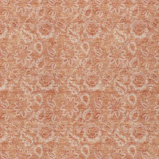 Salmon And Copper Floral Washable Indoor Outdoor Area Rug Photo 5