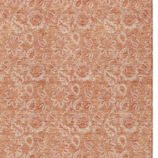 Salmon And Copper Floral Washable Indoor Outdoor Area Rug Photo 6
