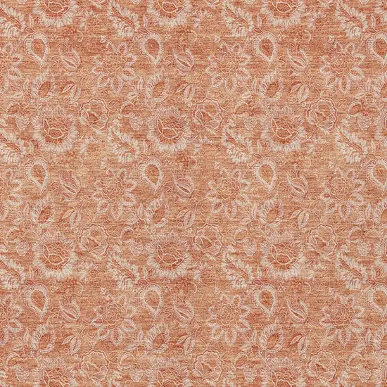 Salmon And Copper Floral Washable Indoor Outdoor Area Rug Photo 5