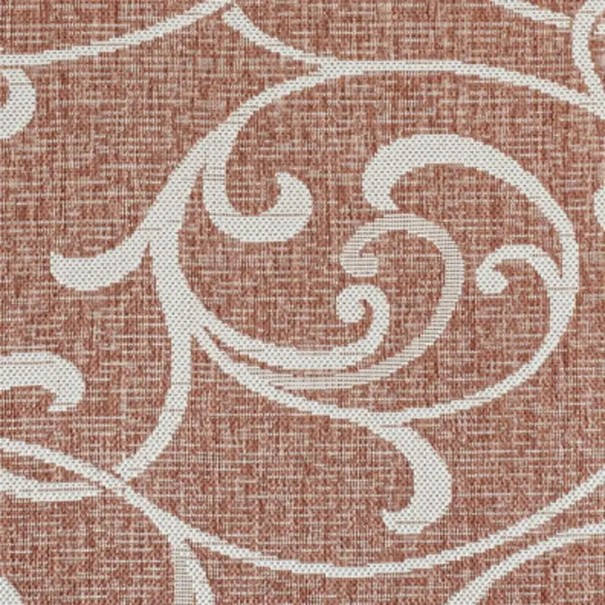 Salmon And Cream Floral Indoor Outdoor Area Rug Photo 2