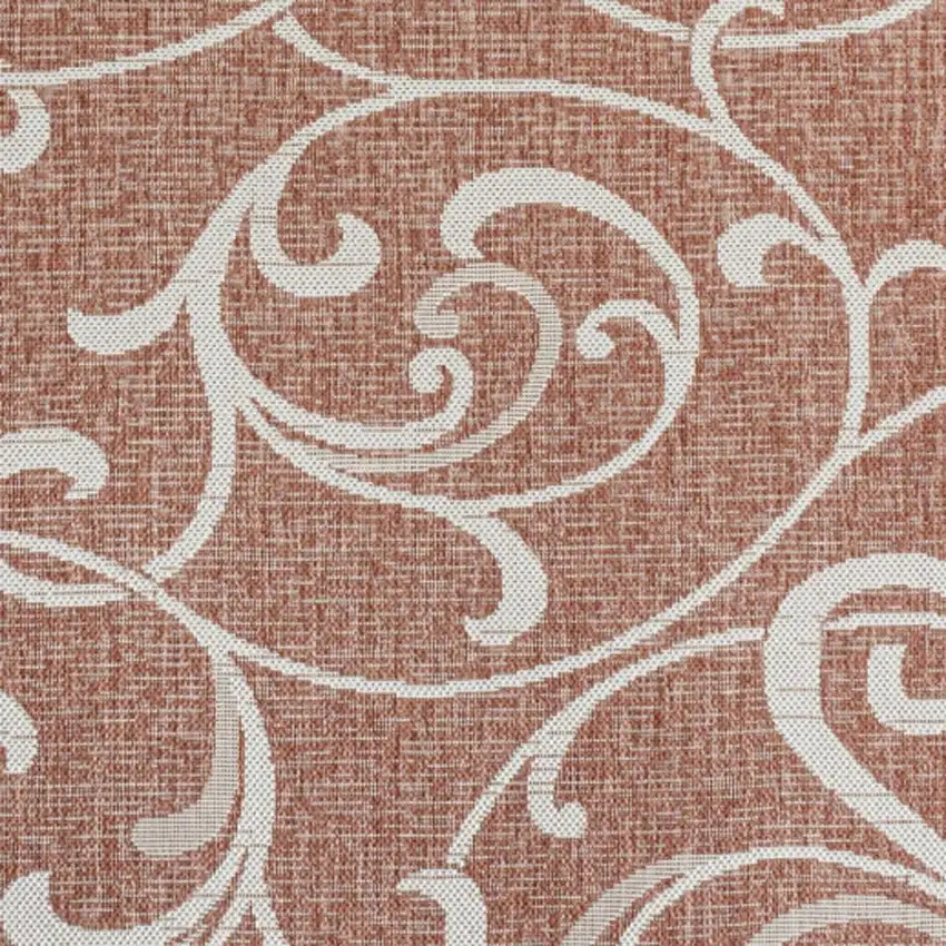 Salmon And Cream Floral Indoor Outdoor Area Rug Photo 3