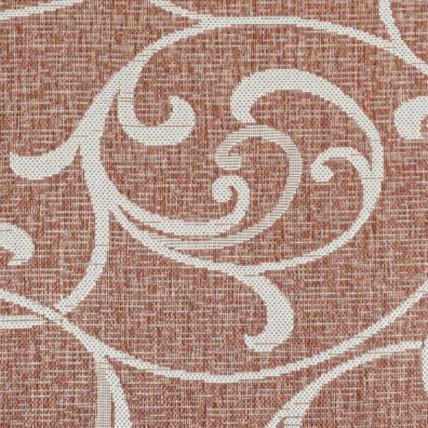 Salmon And Cream Floral Indoor Outdoor Area Rug Photo 2