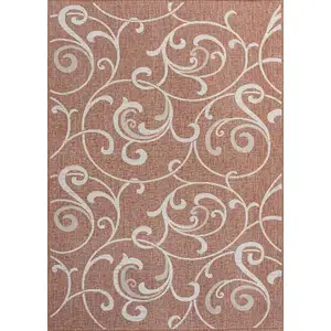 Photo of Salmon And Cream Floral Indoor Outdoor Area Rug
