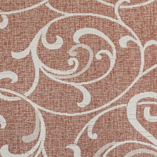 Salmon And Cream Floral Indoor Outdoor Area Rug Photo 3