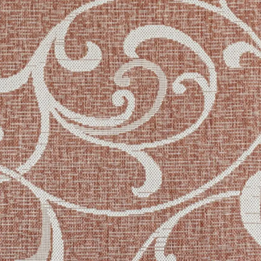 Salmon And Cream Floral Indoor Outdoor Area Rug Photo 2
