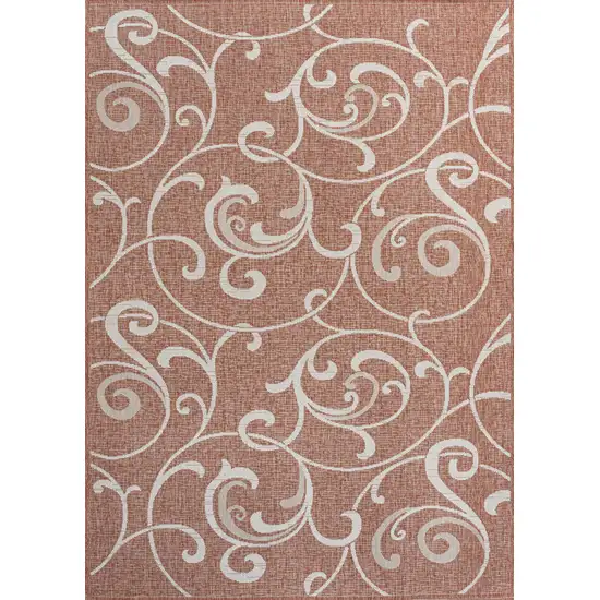 Salmon And Cream Floral Indoor Outdoor Area Rug Photo 1