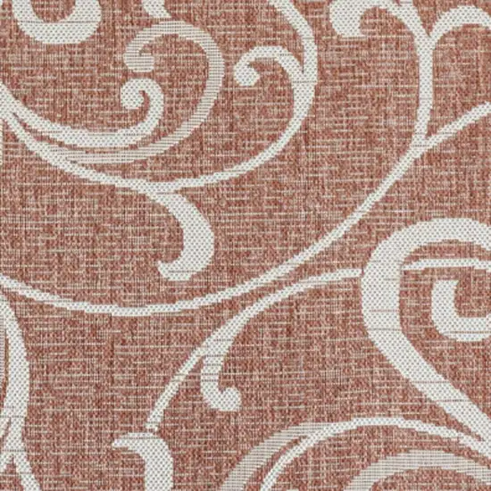Salmon And Cream Floral Indoor Outdoor Area Rug Photo 2