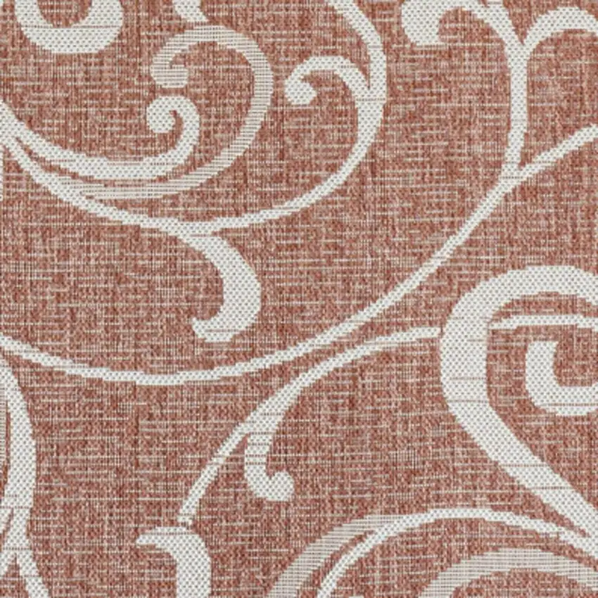 Salmon And Cream Floral Indoor Outdoor Area Rug Photo 2